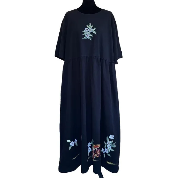 VTG Copa Cabana 3X South Beach Tropical Maxi Dress‎ Palm Tree USA Art to Wear - Image 3
