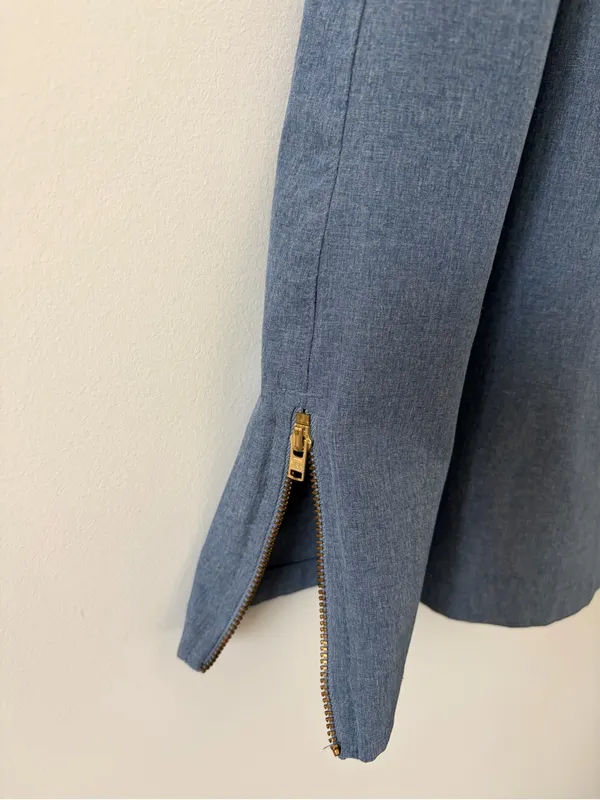 Albion Fit Cap Sleeve Chambray Going Places Athleisure Travel Casual Mini Dress M - Image 4