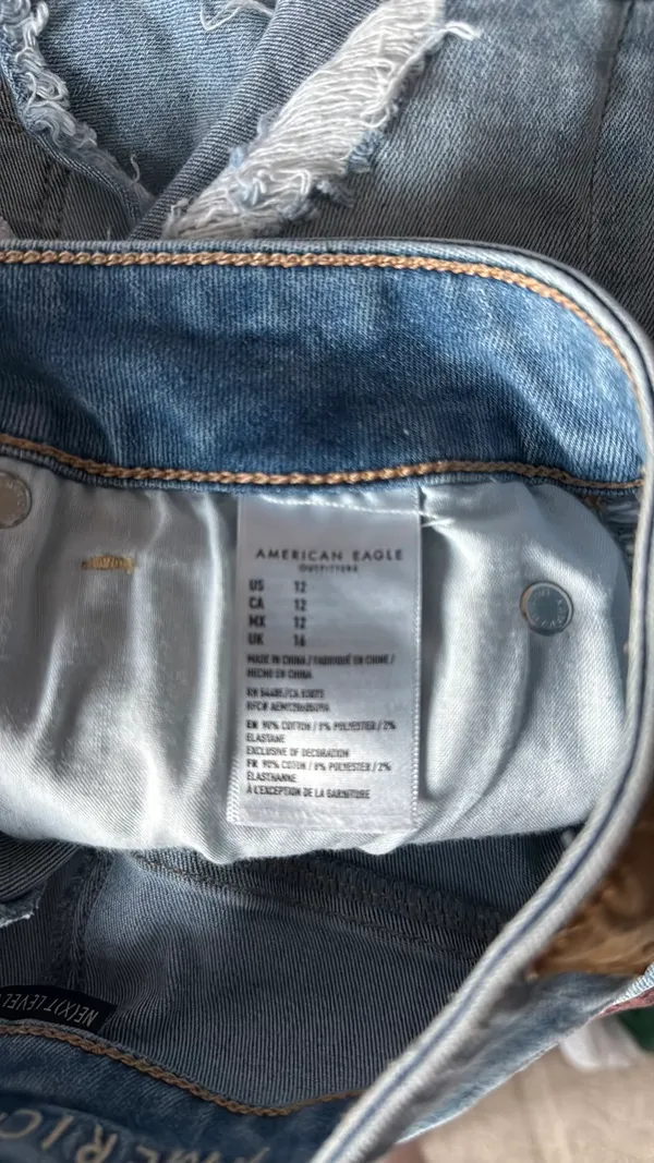 American Eagle Hi Rise Shortie Jean Shorts - Image 5