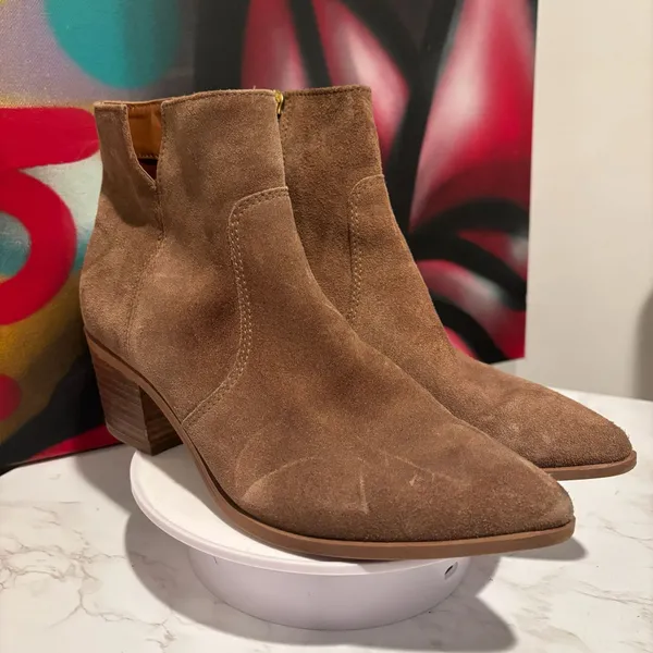 Franco Sarto Brown Suede Pointed Toe Ankle Booties Size 8.5 - Image 7