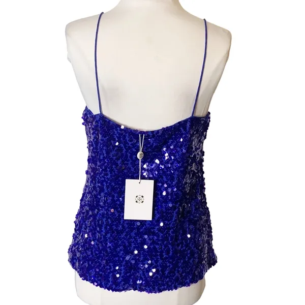 NWT Wayf blue sequin camisole tank top sz‎ m - Image 2