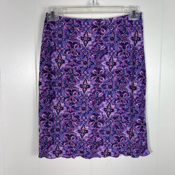Paris Blues Vintage Y2K Asymmetrical Hem Purple Witchy Pattern Skirt Large L 90s - Image 7