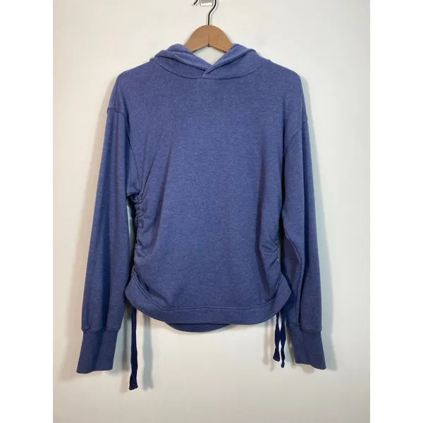 Aerie Blue Side Ruched Pullover Hoodie Sweatshirt Small - Image 2