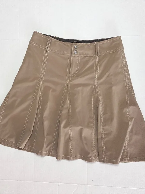 Athleta Whatever A-Line Skort Flare Active Skirt with Shorts - Size 4 - Tan - Image 2