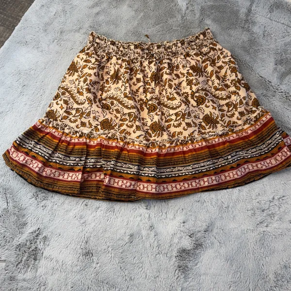 Beachlunchlounge Collection‎ Floral Paisley Cotton Mini Skirt Smocked Waist L - Image 11