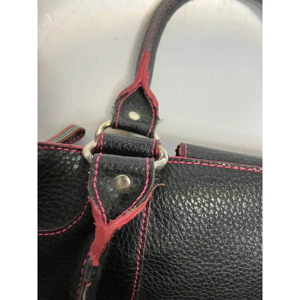 Y2K‎ Tommy Hilfiger black pebbled leather hand bag medium size retro vintage - Image 5
