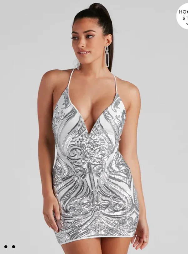 Windsor White Sequin Mini Dress - Image 4