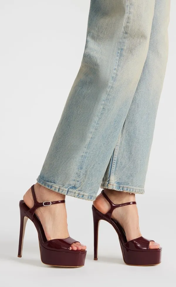 Steve Madden Stiletto Heels Cologne Wine Patent - Image 4