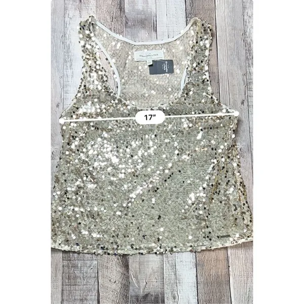 Abercrombie and Fitch Gold Sequin Tank Racer Top‎ LARGE Holiday Party NWT $88 - Image 5