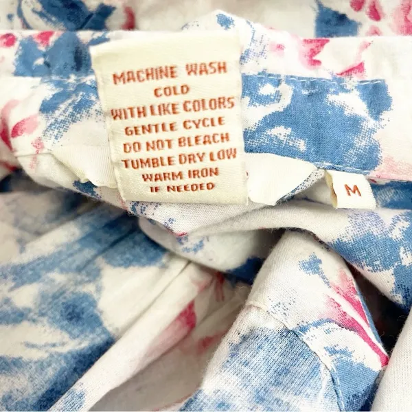 Sundance Top Watercolor Floral Cotton Tunic Pink Blue White Women's Size Medium - Image 8