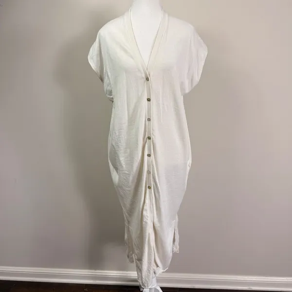 Colorush Studio Jixy Cotton Silk Cashmere Button Front Maxi Dress Cream Small - Image 3