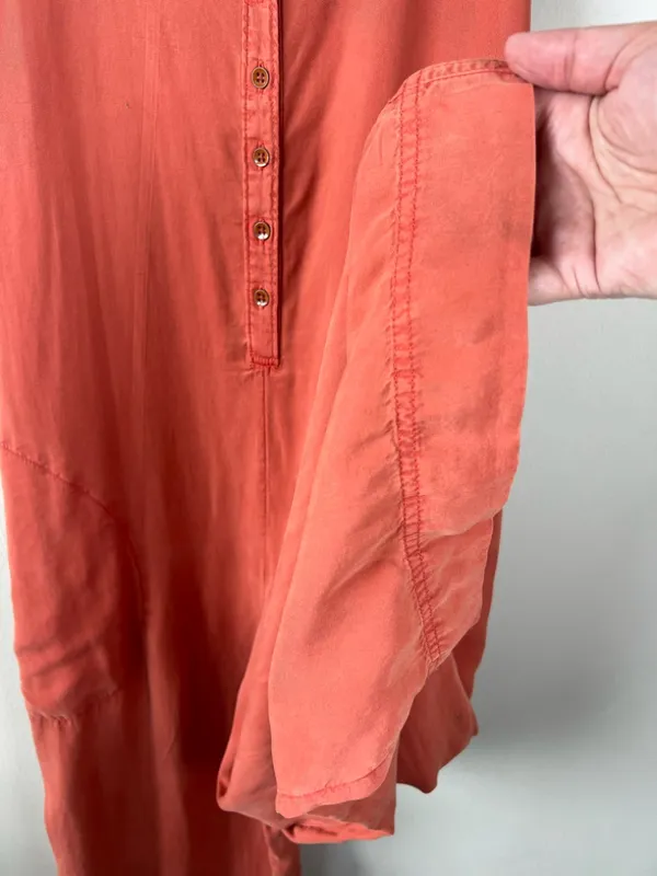 Anthropologie Saturday Sunday Ilene Button Front Jumpsuit Orange Pockets Fall Sm - Image 9