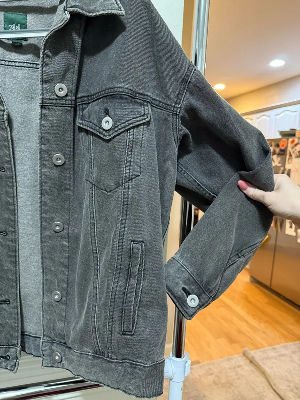 Wild Fable Black Jean Jacket Oversized - Image 2