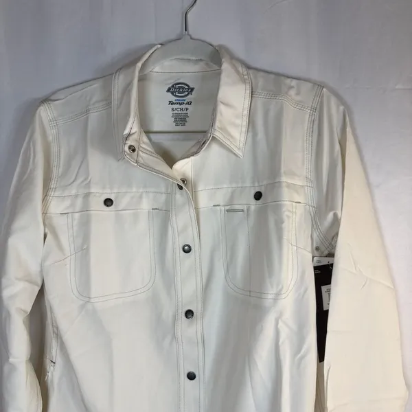 Dickies Women’s Cooling Utility Shirt Temp-iQ Long Sleeve Small Beige Snap NWT - Image 2