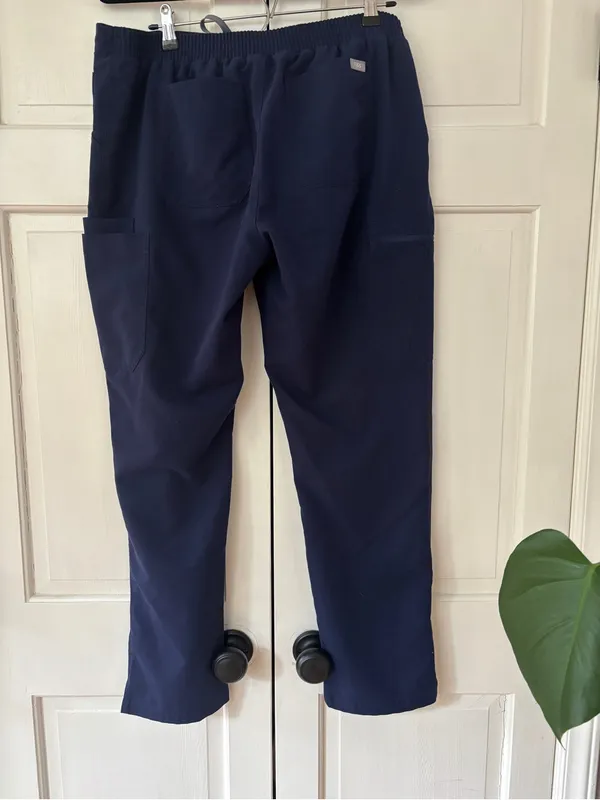 Figs‎ Yola Scrub Pants Elastic Waist Navy Blue High Waist Straight Size Large - Image 9