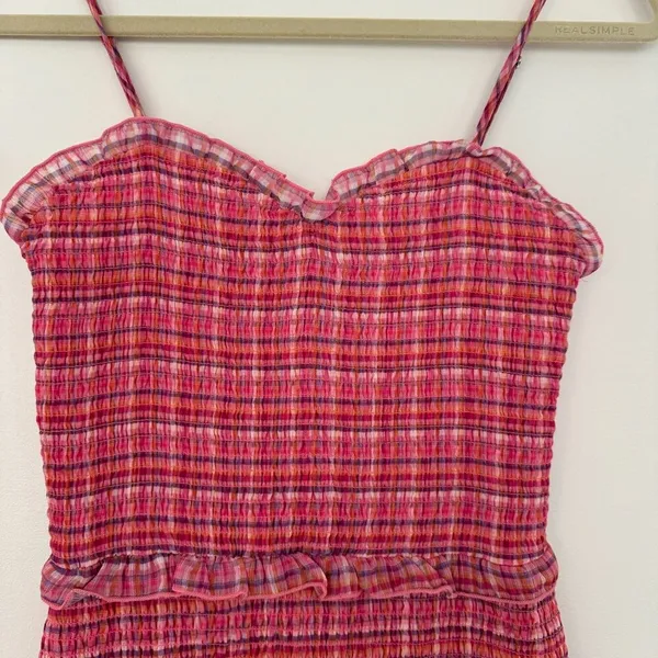 Aqua Smocked Mini Dress Pink Gingham size S - Image 2