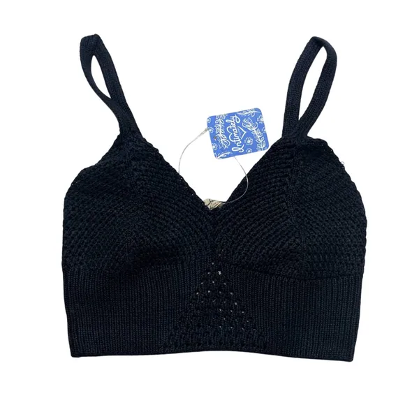NEW Free‎ People You Wanna Brami Crochet Bralette Black Women's Small Boho - Image 3