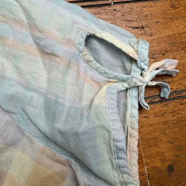GAP Womens‎ Plaid Button Down Shirt Short Sleeve Tie Sleeve Pastel Size M - Image 4