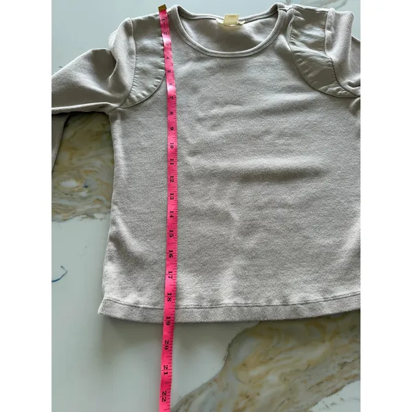 Maeve Anthropologie Pink Ribbed Long Sleeve Top Shoulder Patch‎ XS - Image 6