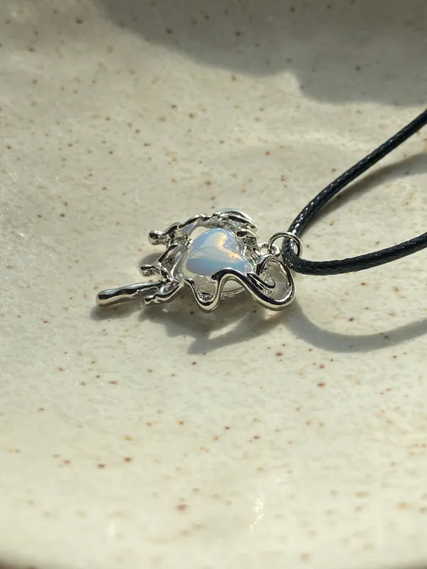 Handmade grunge street fairy y2k style heart necklace🌿✨ - Image 4