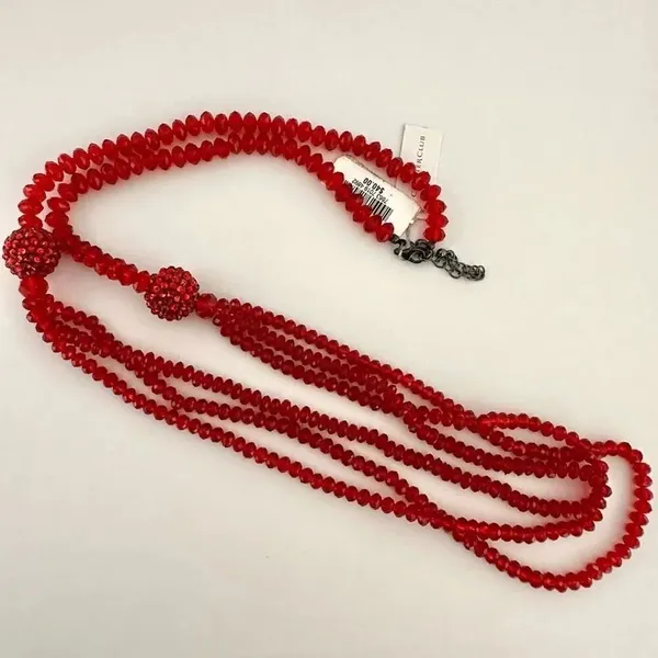 Charter Club red beaded multi strand strikezone necklace - Image 9