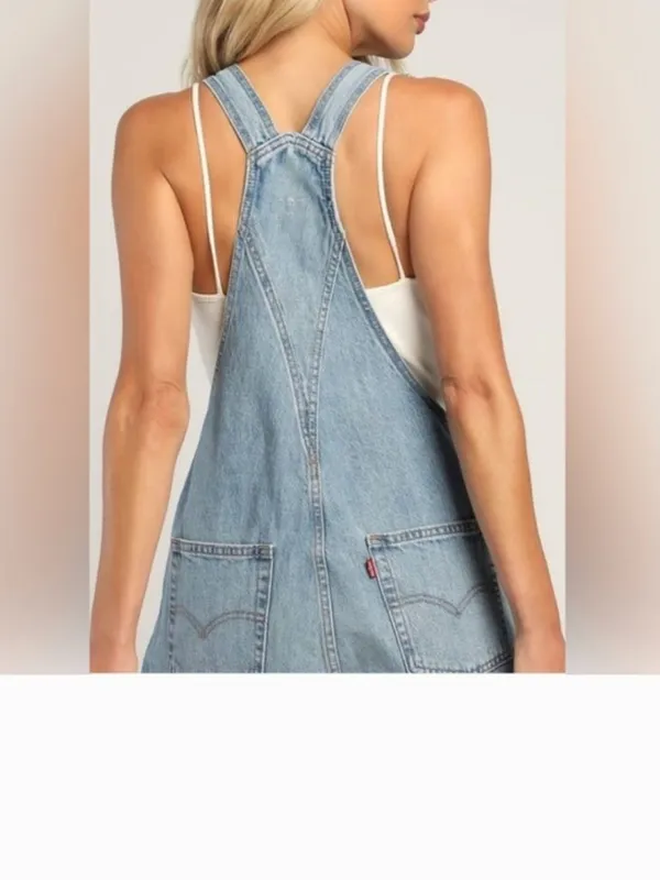 Levi's NWT Shortall Light Wash Cuffed Denim Vintage Festival Short Overalls XL - Image 4
