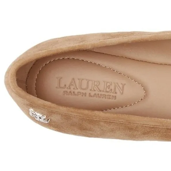 Ralph Lauren Womens Flats Size 5B Camel Jayna Ballet Bow Slip On Leather Ballet - Image 9