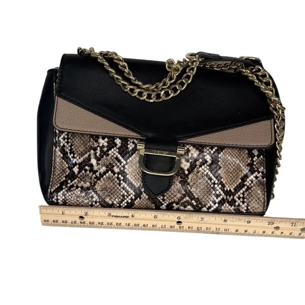 Nine West Women’s Black beige snakeskin, faux leather handbag with Chain strap - Image 8