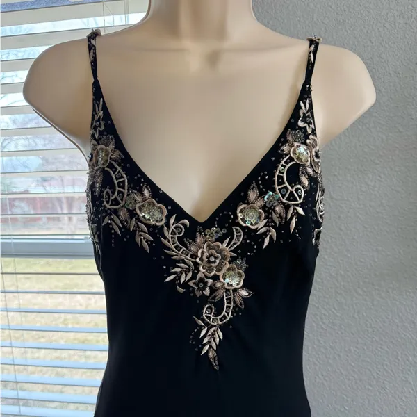 NWT Vintage Cache 90's Y2K Silk Beaded Gown Dress‎ Size 6 - Image 3