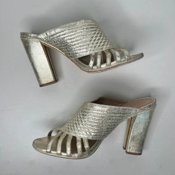 Tory Burch Brida Metallic Mule Sandals Size 8.5 - Image 3