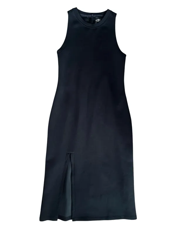 Abercrombie & Fitch YPB neoKNIT Women’s Black Column Sleeveless Slit Midi Dress - Image 2