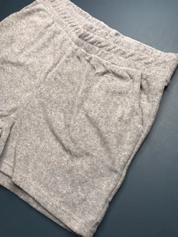 Gray Terry Cloth High Rise Shorts With Pockets Size M - Image 3