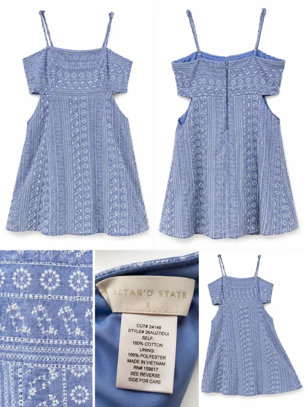Altar’d State Blue embroidered cotton mini dress - Image 2