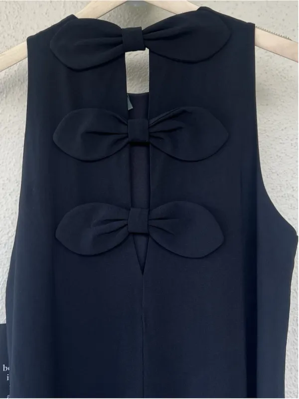 Tuckernuck Black Crepe Portia Dress M Bow Back Elegant Evening Party Resort Date - Image 9