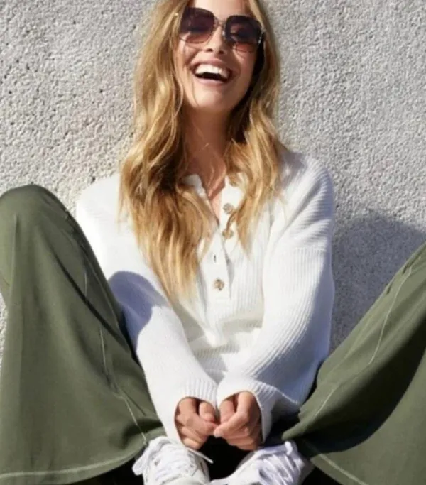 NWT aerie Ivory Henley Sweater XS - Image 2