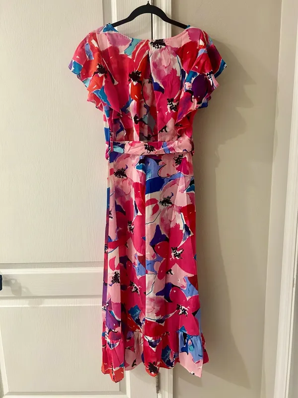 Umgee Bright Floral Belted Midi Dress Size Small - Image 6