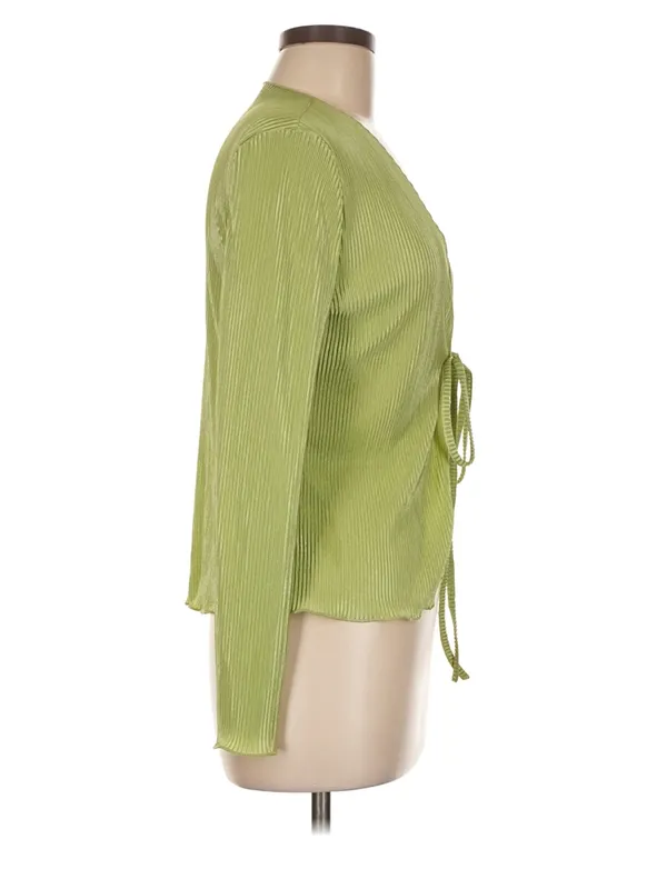 Zaful Light Green Ribbed Tie-Front Cardigan Blouse XL - Image 3