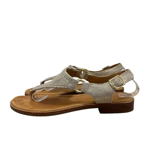 Sperry Abbey‎ Sparkle Platinum Leather Buckle Sandals 8 - Image 3