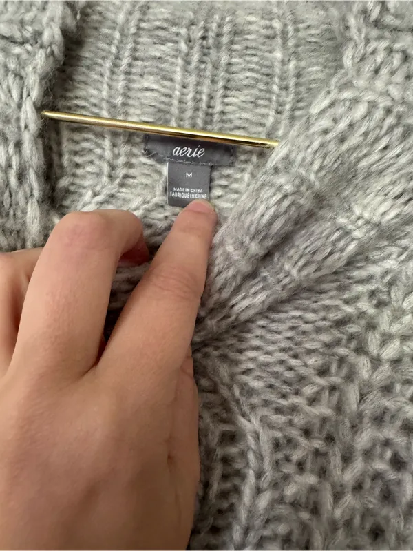 Aerie mock neck Classic Gray Cable Knit Mock Neck Sweater - Women's - Image 2