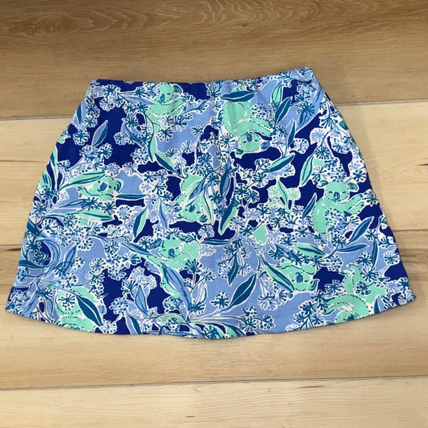 Lilly Pulitzer Blue Floral-Trim Mini Skort - Image 4
