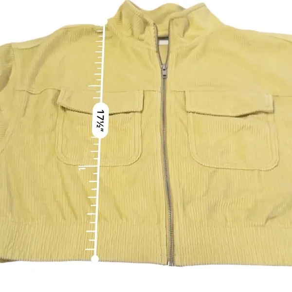 Aerie‎ Neon Green Yellow Corduroy Full Zip Long Sleeve Bomber Jacket Sz M NEW - Image 7