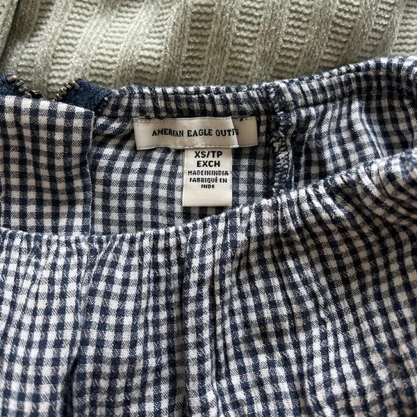 American Eagle Off‎ The Shoulder Dress Checkered Gingham Spring Layered Mini XS - Image 3