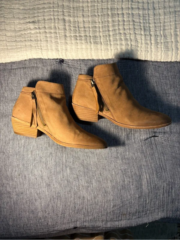 Sam Edelman Cognac Suede Ankle Boot with Side Zip - Image 4
