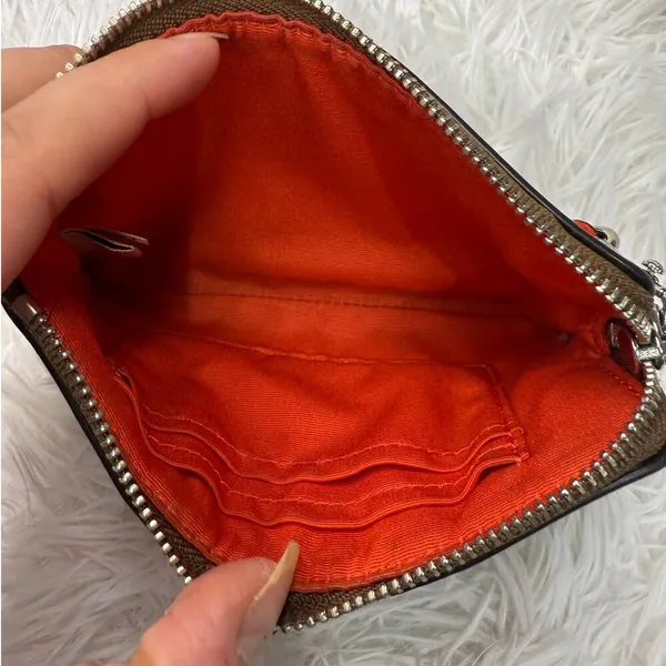 COACH Brown orange Zip Wristlet - Image 3