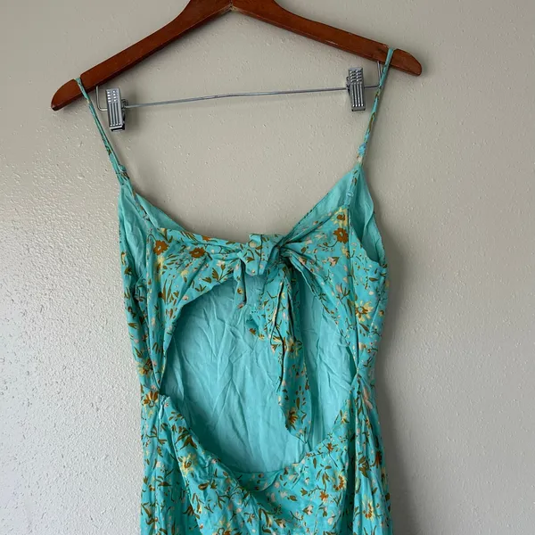 Hello Molly Teal Floral Side Slit Midi Dress US Size 6 - Image 11