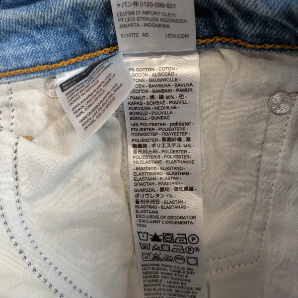 Levis Wedgie Straight High Rise Button Fly Blue Denim Jeans 28x28 34964-0263 - Image 5