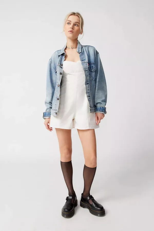 NWT Urban Outfitters Sandy Tie-Back Romper White Size Large 100% Cotton - Image 3