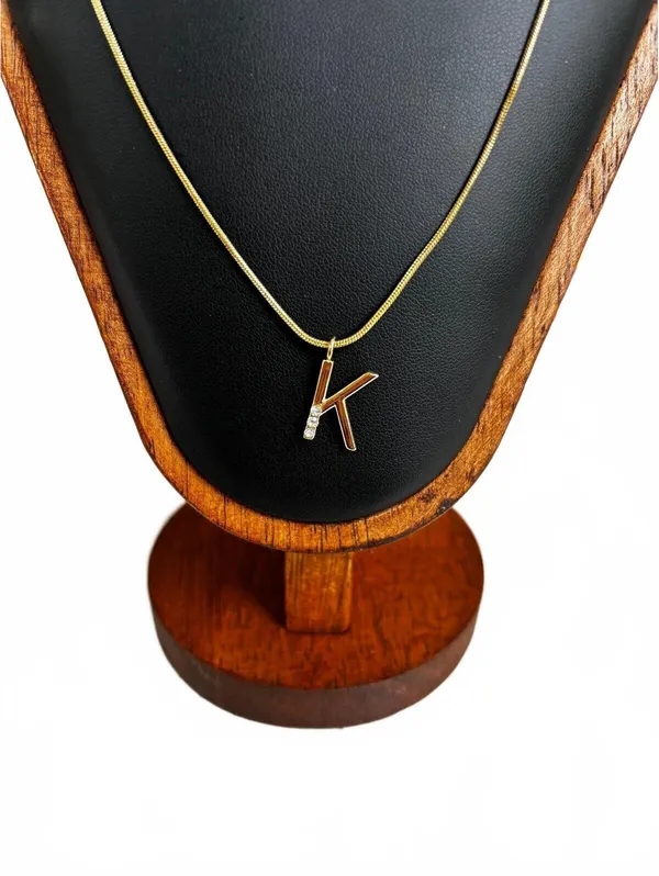 BaubleBar EUC Gold Tone Initial "K" w/Rhinestone Embellishment Necklace - Image 2