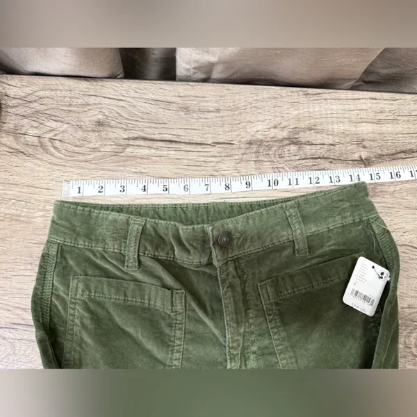 Free People High Time Velvet Kick Flare Pants Olive Army Green‎ size 8 - Image 6