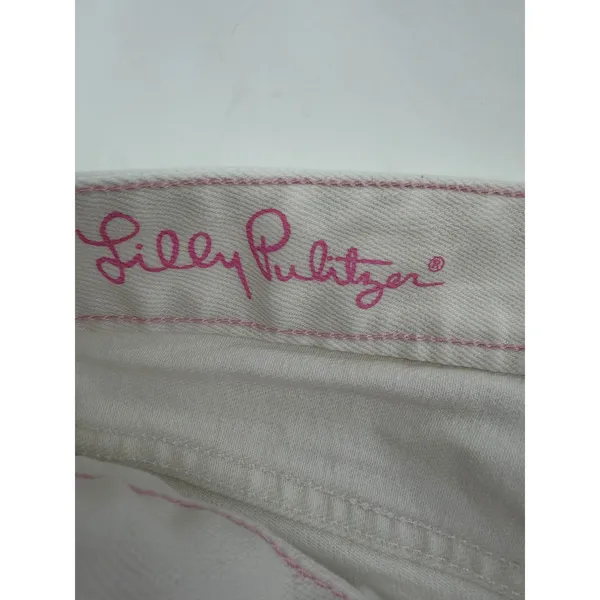 Lilly Pulitzer Babe Boot Cut Jeans Womens 12 White Stretch Denim Pants RN 88189 - Image 4